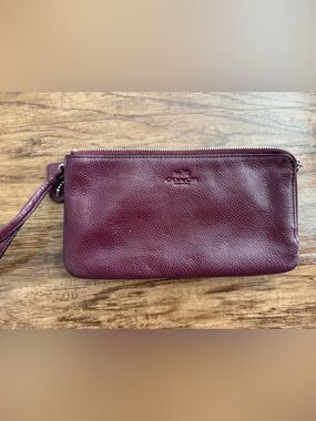 Coach Burgundy Leather Wristlet Clutch